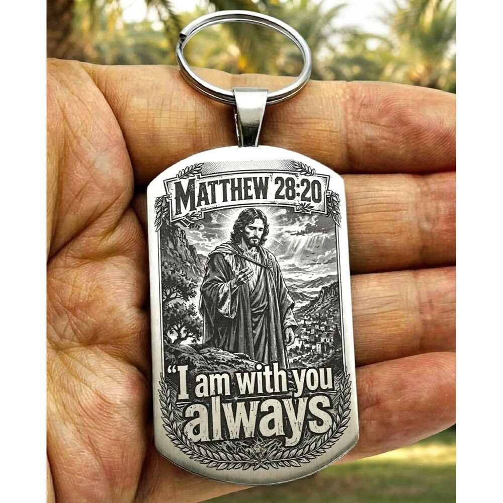 28 : 20 God Lord Jesus Christ Bible Quote Stainless Keychain Reminder Faith